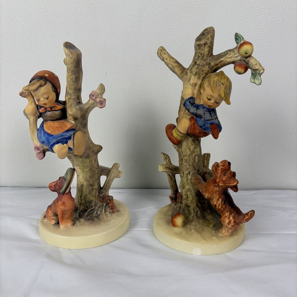 Vintage Goebel Hummel Figurine Lot Set Culprits Boy Girl Tree Dog West Germany